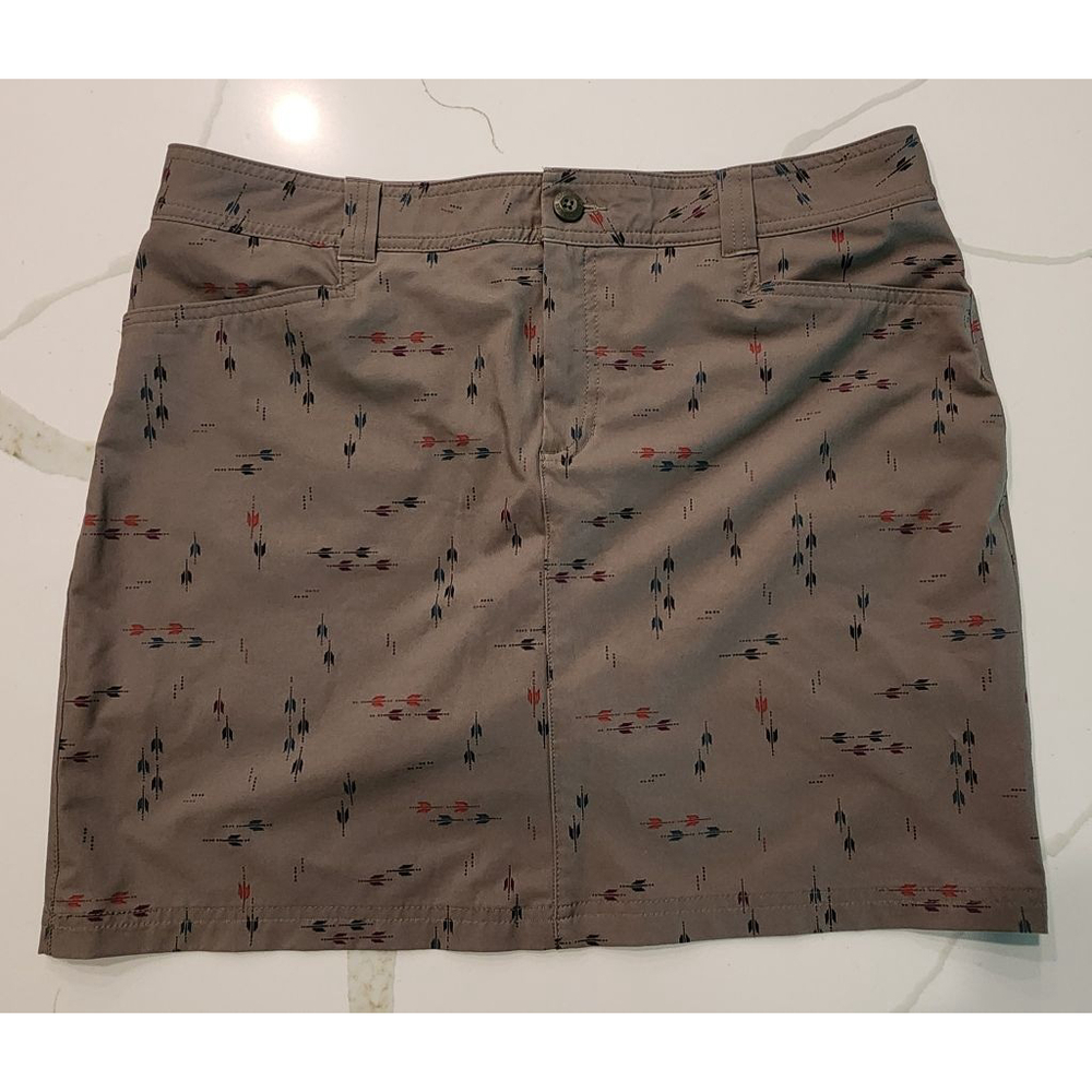 Eddie Bauer Women's 12 Gray Arrow Print Skort Golf Mini Skirt Shorts Pockets